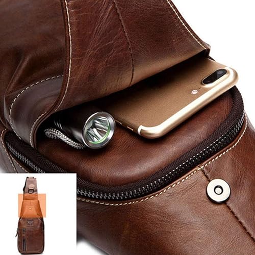 Miniatura 3 de Mochila estilo bandolera de piel para hombres y mujeres, bandolera de hombro, al pecho, mochila de uso diario para viajes, al aire libre,