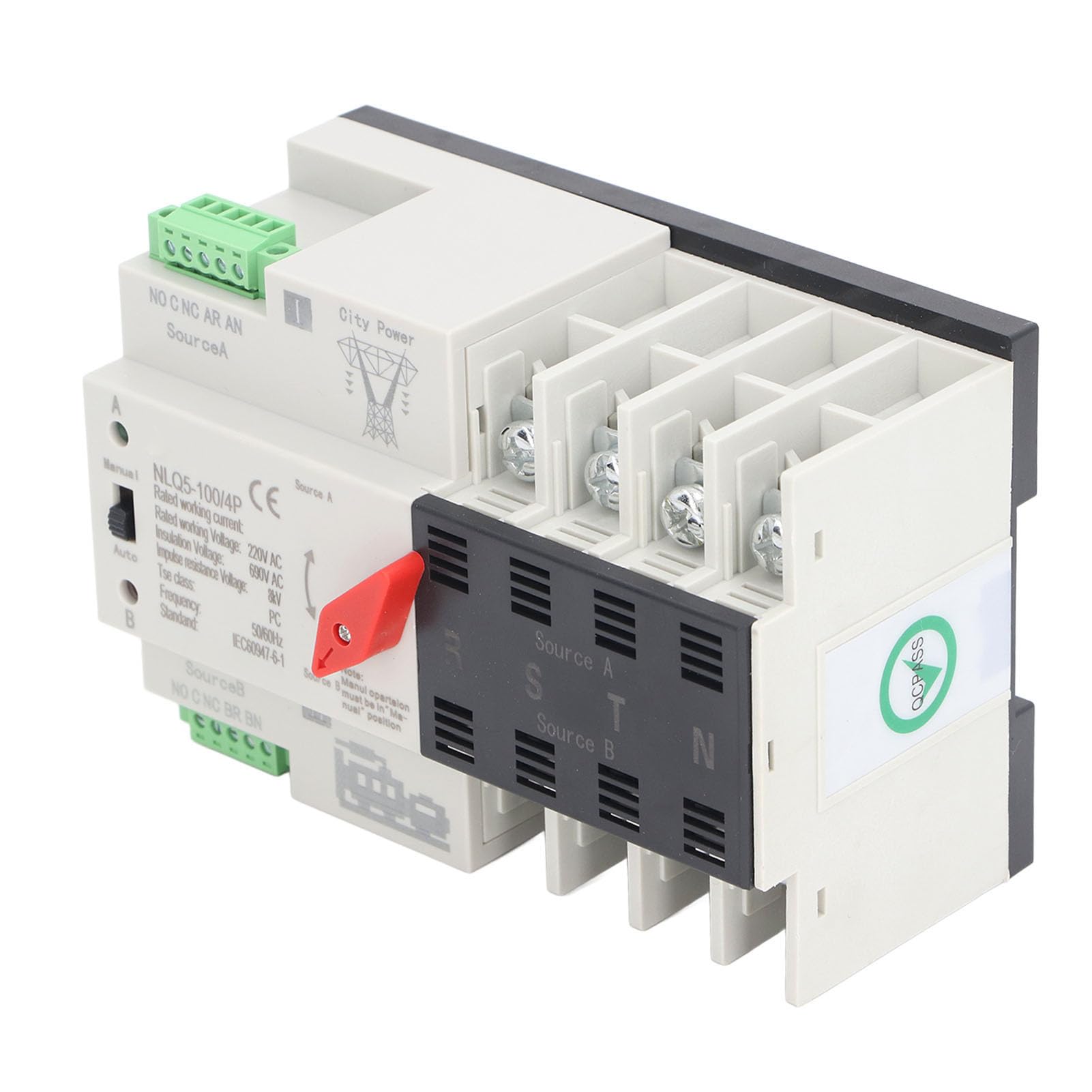Sxhlseller Obudowa PC Automatyczny Przełącznik Zasilania o Podwójnej Mocy Przełącznik 4-biegunowy Generatora z Przełączaniem Milisekundowym dla Systemów 220 V AC 1 X Automatyczny Zasilania o (100A)