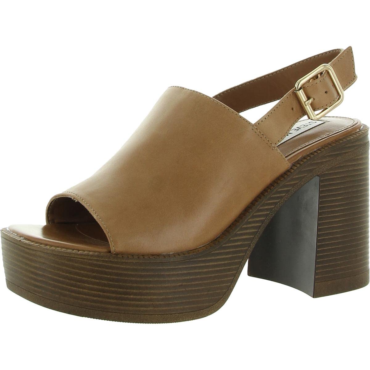 Steve MaddenWomens Buffet Leather Slingback Platform Heels