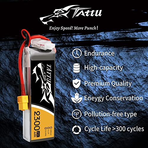 Tattu Lipo Battery Pack 2300Mah 11.1V 45C 3S With Xt60 Plug For Vortex 400Mm X-Sled 420Mm X-Sled 450Mm X-Sled 500Mm X-Quad #TOP4