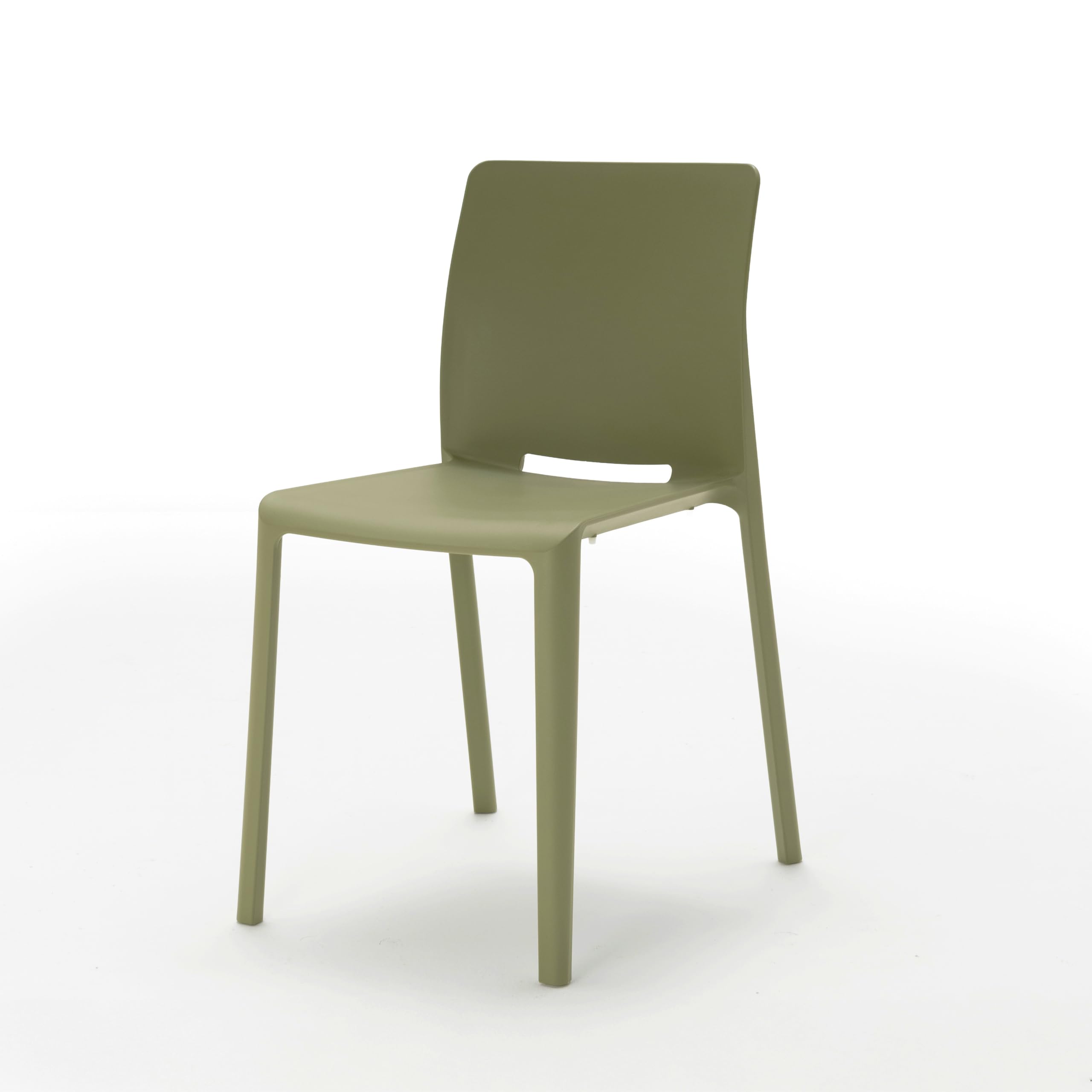 MOBILI FIVER, Pack de 4 sillas Emma Color Verde Oliva, Polipropileno y Fibra de Vidrio, Sillas Modernas Bares y Restaurantes, Cocina, Jardín, Salon, Made In Italy