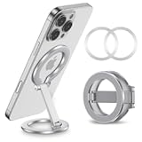 Double Magnetic Phone Grip Holder for MagSafe, Portable Phone Stand for Gym Removable Magnetic Ring Kickstand for iPhone 17 16e 16 15 14 13 12 Pro Max Series MagSafe Case, Attach to Any Iron Surface