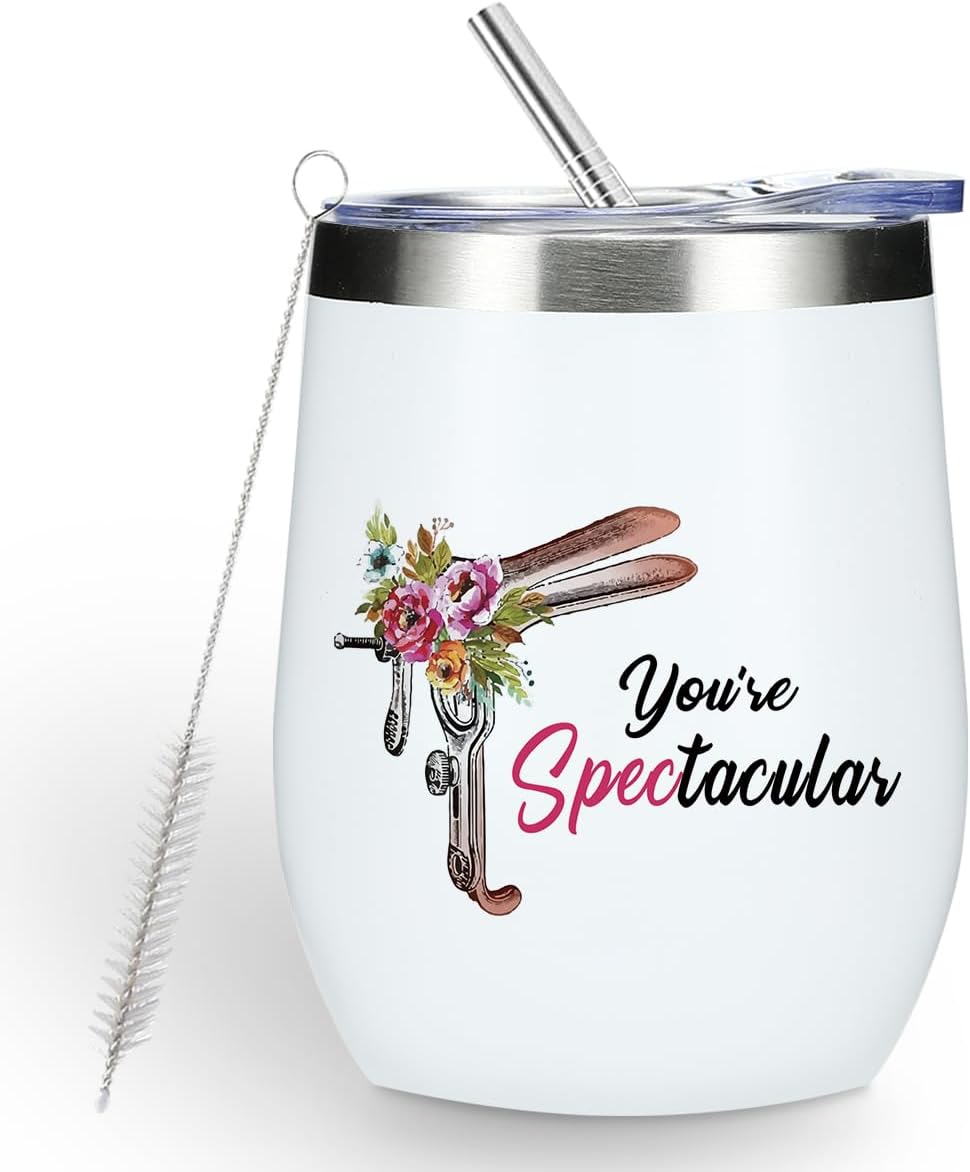 Inspirational Midwife Survival Kit Thank You Gifts Spectacular Christmas Birthday Inspirational 12 oz Tumbler, Wine Tumbler Insulated Wine Glass Ob-gyn Doctor Gifts for Women Friend Doctor Nurse Week