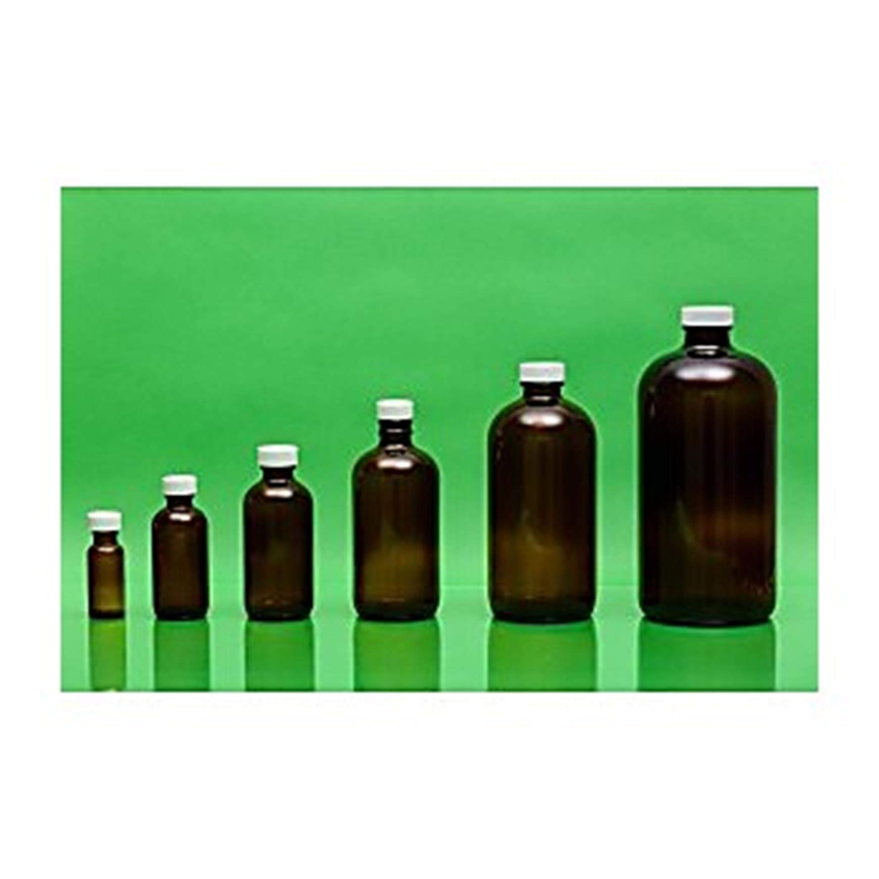 labForce1163X77 Pre-Assembled Boston Round Bottle with PTFE Lined Cap, Bulk Case, Amber, 1oz Capacity (Pack of 432)