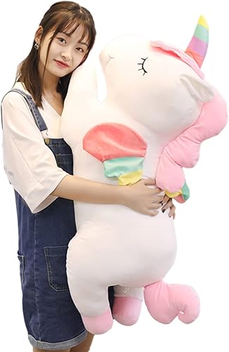 Miniatura 1 de Almohada de peluche de unicornio, almohada corporal de unicornio grande, regalo para niños, San Valentín, Navidad (blanco, 39.3 pulgadas)