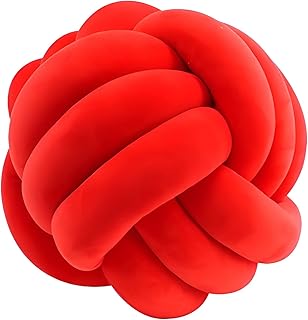 KEBAIHUA Knot Ball Pillows, Round Throw Pillow Cushion Home Decoration Soft Plush Pillow, Throw Knotted Ball Pillow Handmade Children Room Decoration Round Plush Toy Pillow (Red,11"/28cm)
