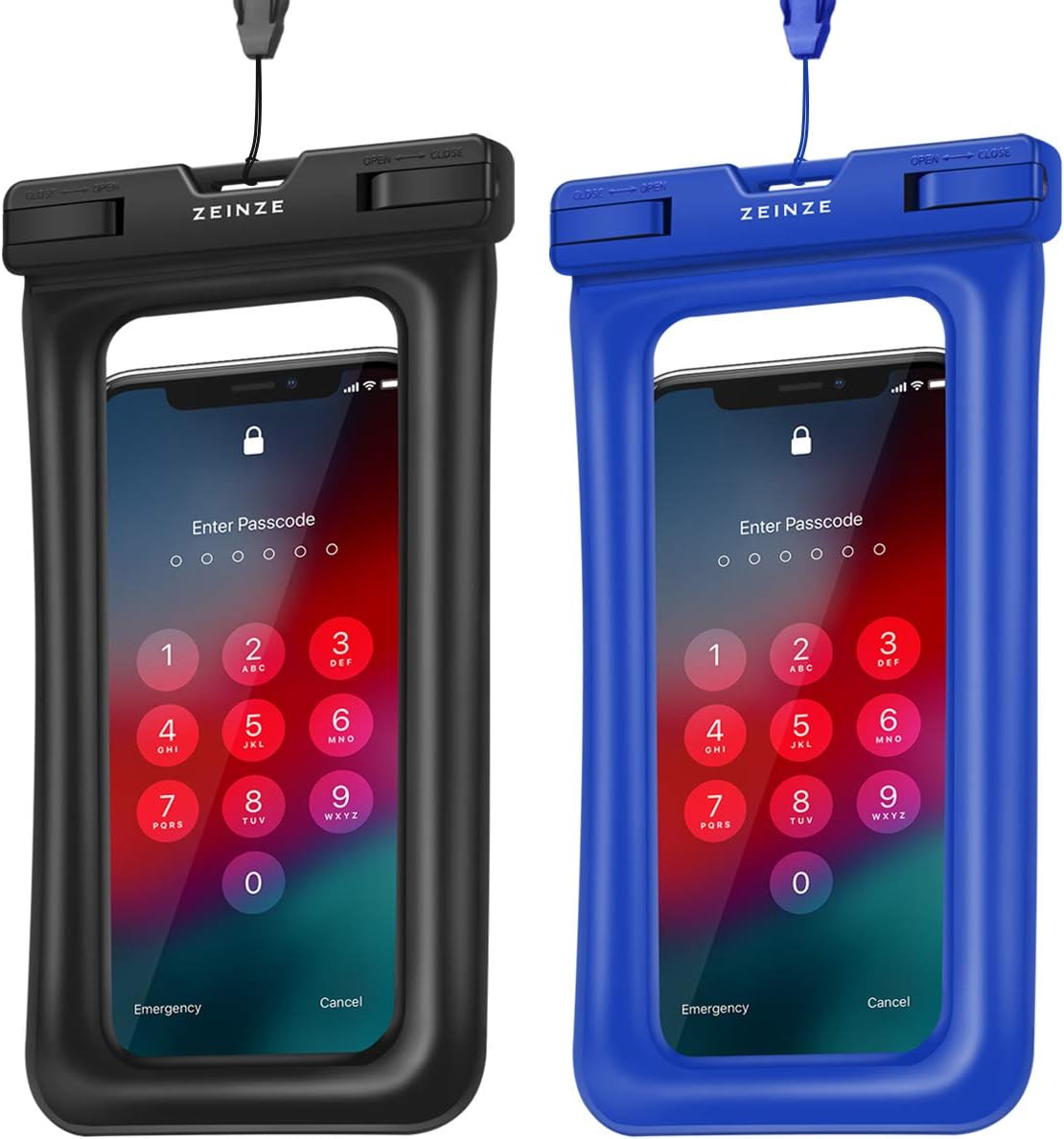 ZEINZE Floating Waterproof Phone Pouch IPX8 Universal Waterproof phone Case Drg Bag for iPhone Xs/Xr/X/8Plus/8/7Plus/7/6s/6 /Samsung Galaxy S10/S9/S8/S7 Devices Up to 6.2"(Black+Blue)