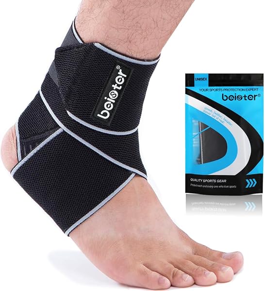 Beister Adjustable Compression Ankle Brace, Elastic Foot Support Wrap, Sprains Foot Brace for Sports Protect, Arthritis, Plantar Fasciitis, Achilles Tendonitis