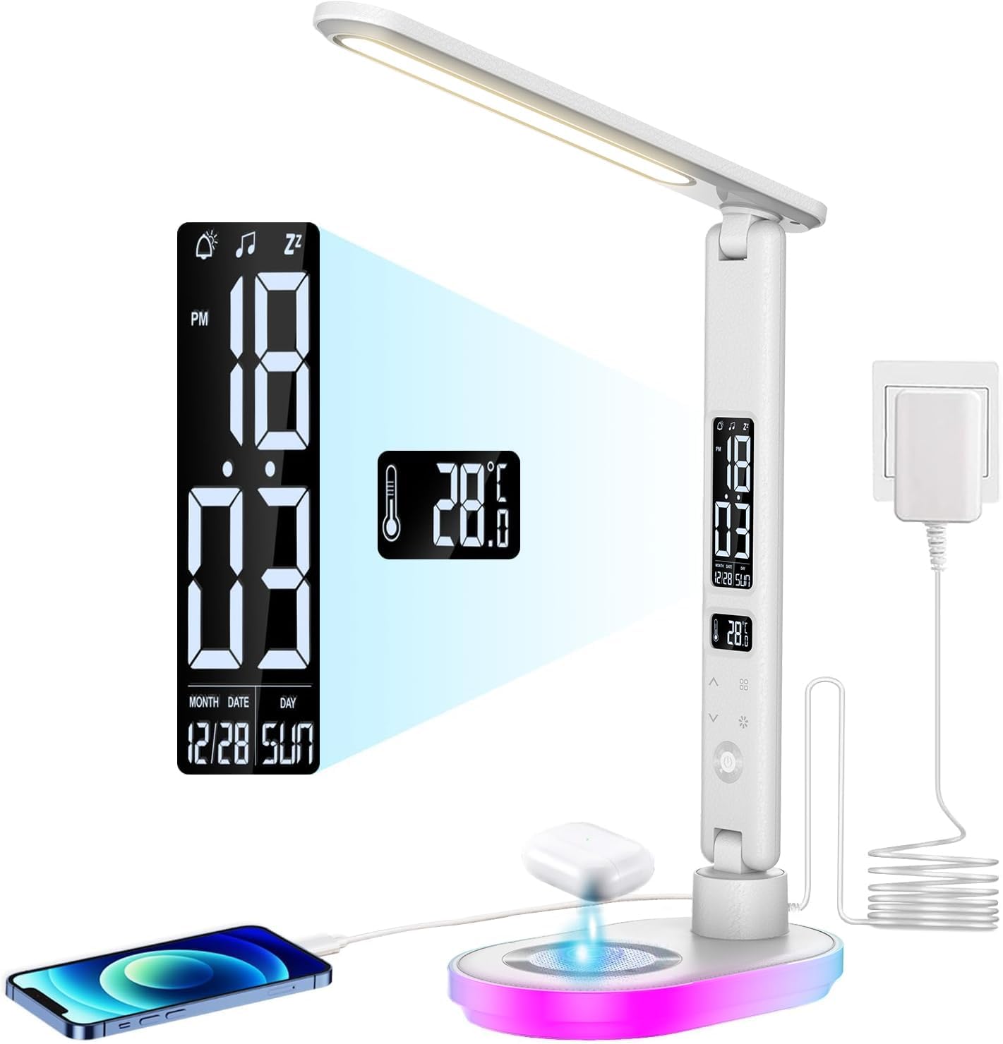 LED Schreibtischlampe Mit Wireless Charging - Dimmbar Mit 3 Farbtemperaturen