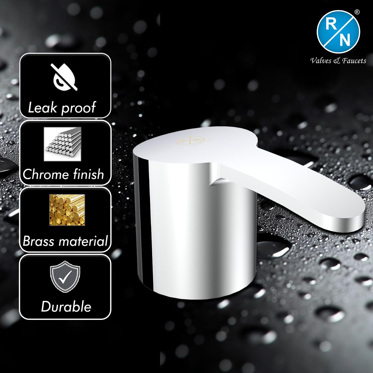 RN Chrome Plated Replacement Handles for Bathroom & Kitchen Taps | Durable & Easy-to-Install (Only Handle Included)_RNKAL24G50 1