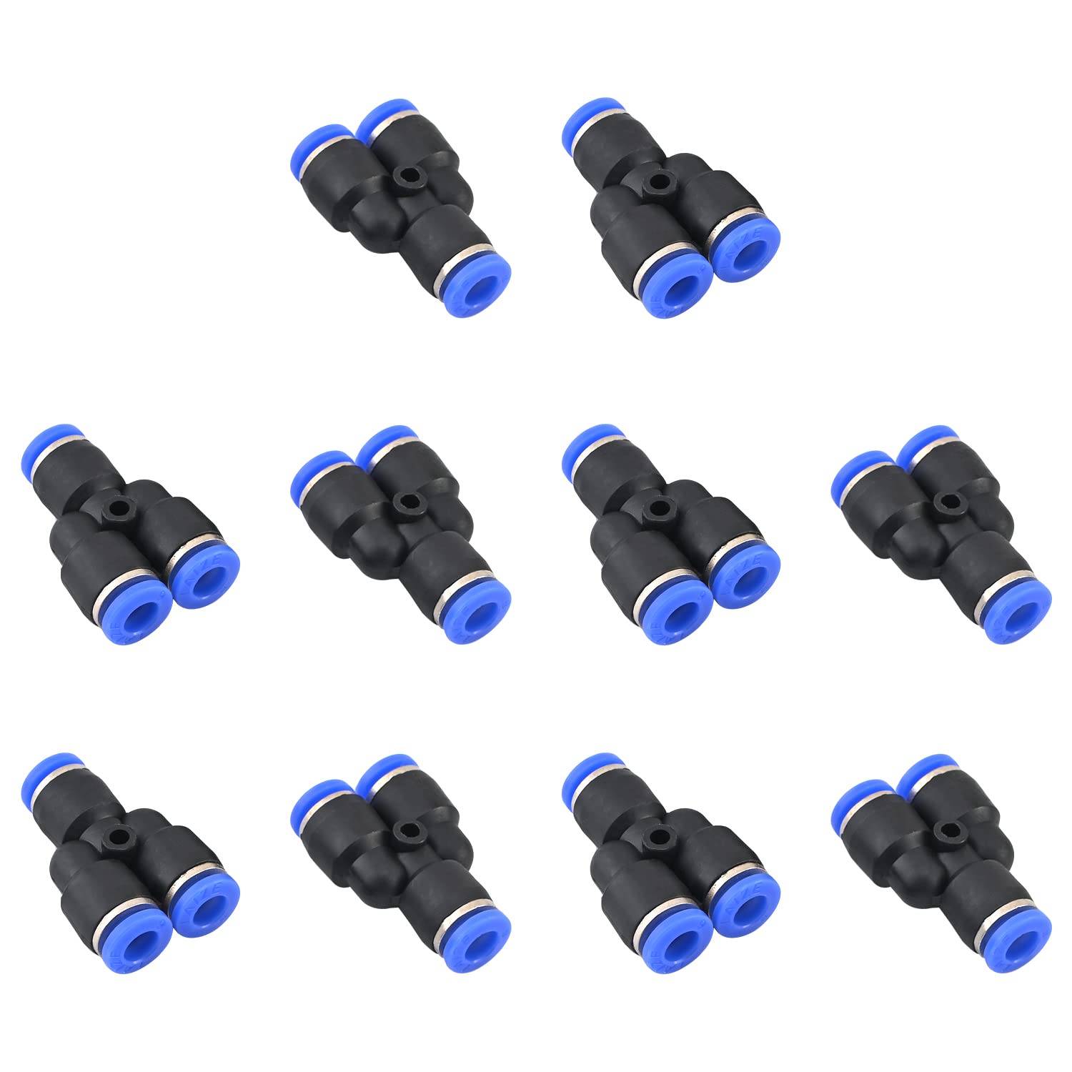 Othmro PY6 Plastic Connect Splitter Push to Tube Fittings 6mm OD Push Lock Blue 10pcs