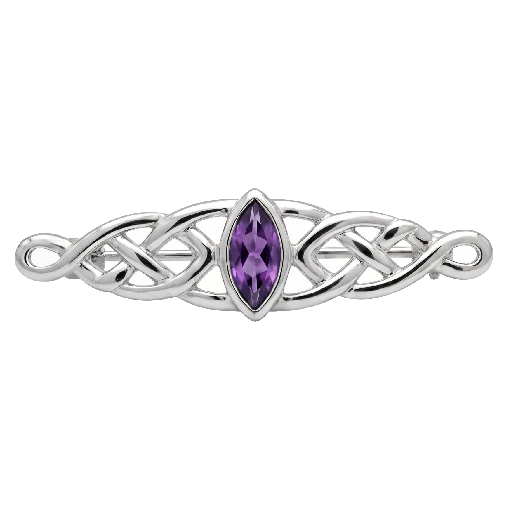 Alexander Castle 925 Sterling Silber Keltische Brosche für Frauen - Damen Brosche Pin mit lila Zirkonia & Schmuck Geschenk Box - 35mm