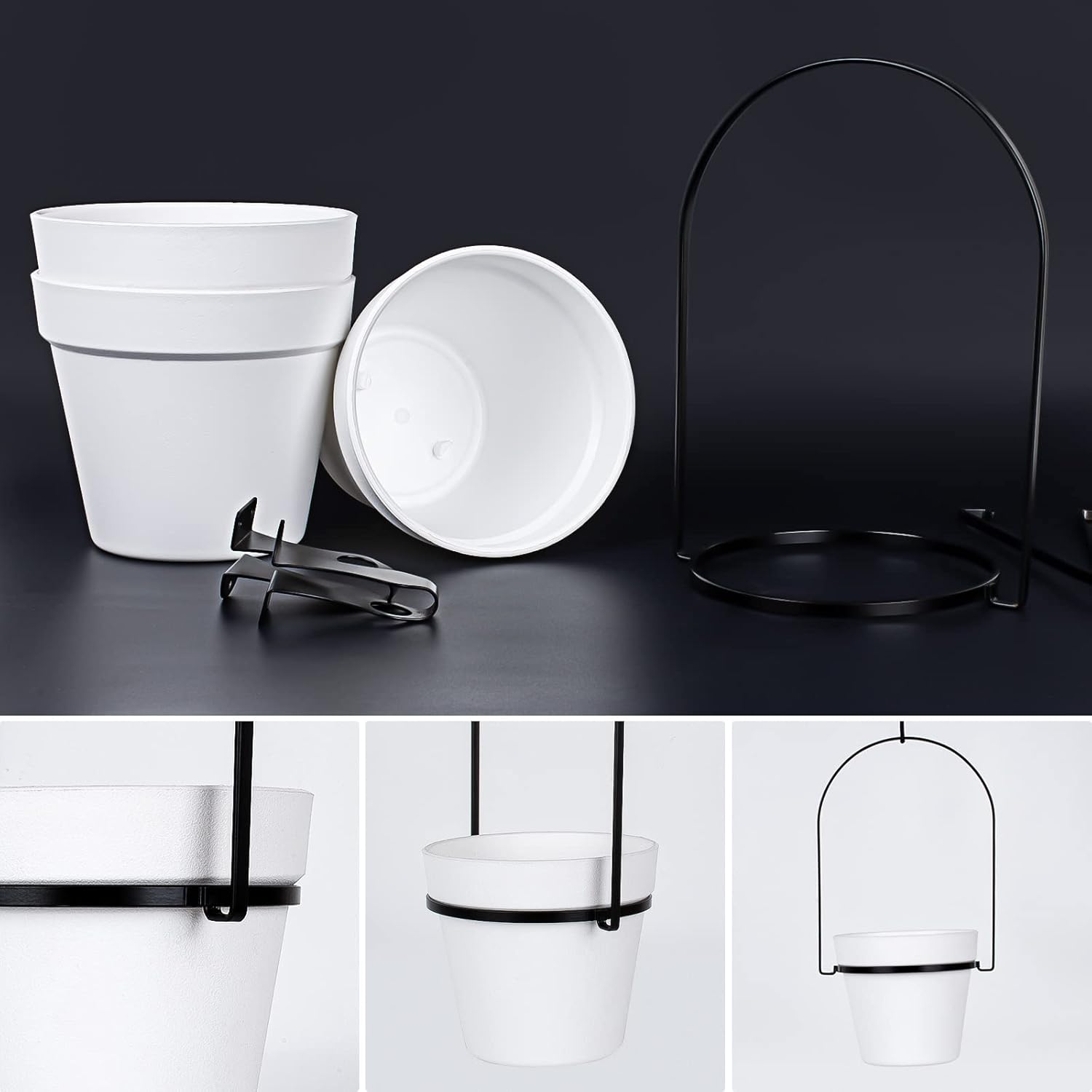 Hanging Planter Hanging Plant Holder, 6 Inch 4 Indoor Plant Pots, Wall/Window Plant Hanger Indoor Herb Garden - Image 4