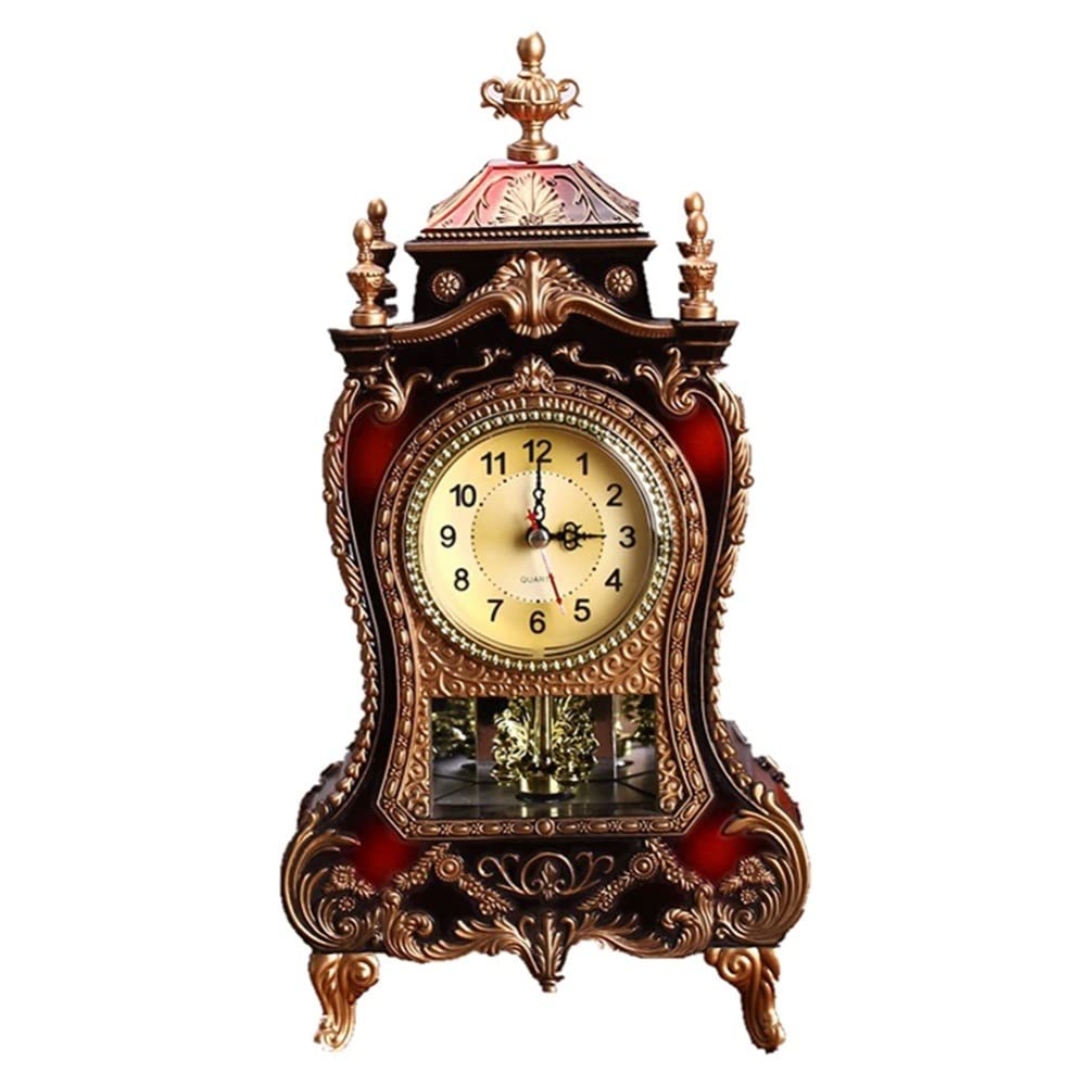 HRWLY Antique Electronic Clock for Living Room Office Pendulum Table 33 * 16.6 * 8.6CM To Enhance Festival Atmosphere(Argento)