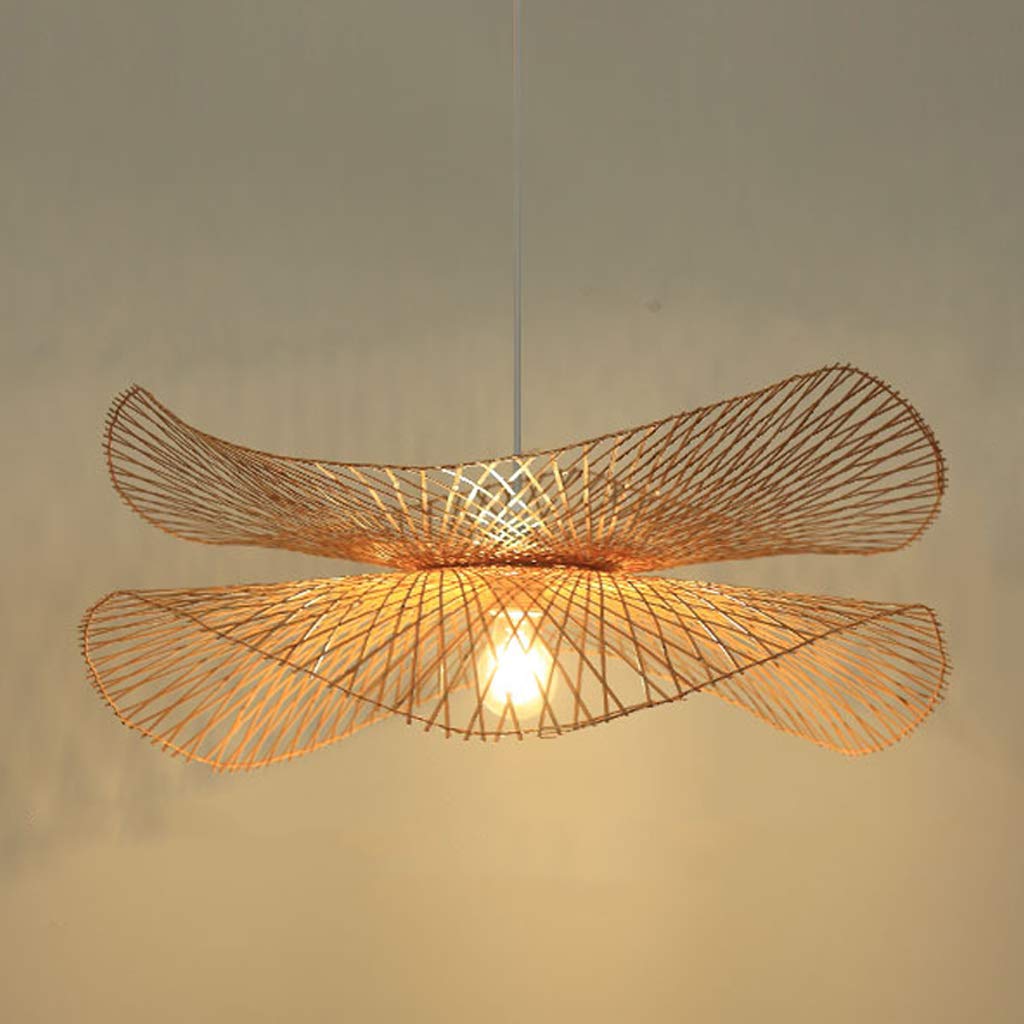Lampe Suspendue E27 en Rotin Tissé à la Main Lustre Plafonnier pour Salon