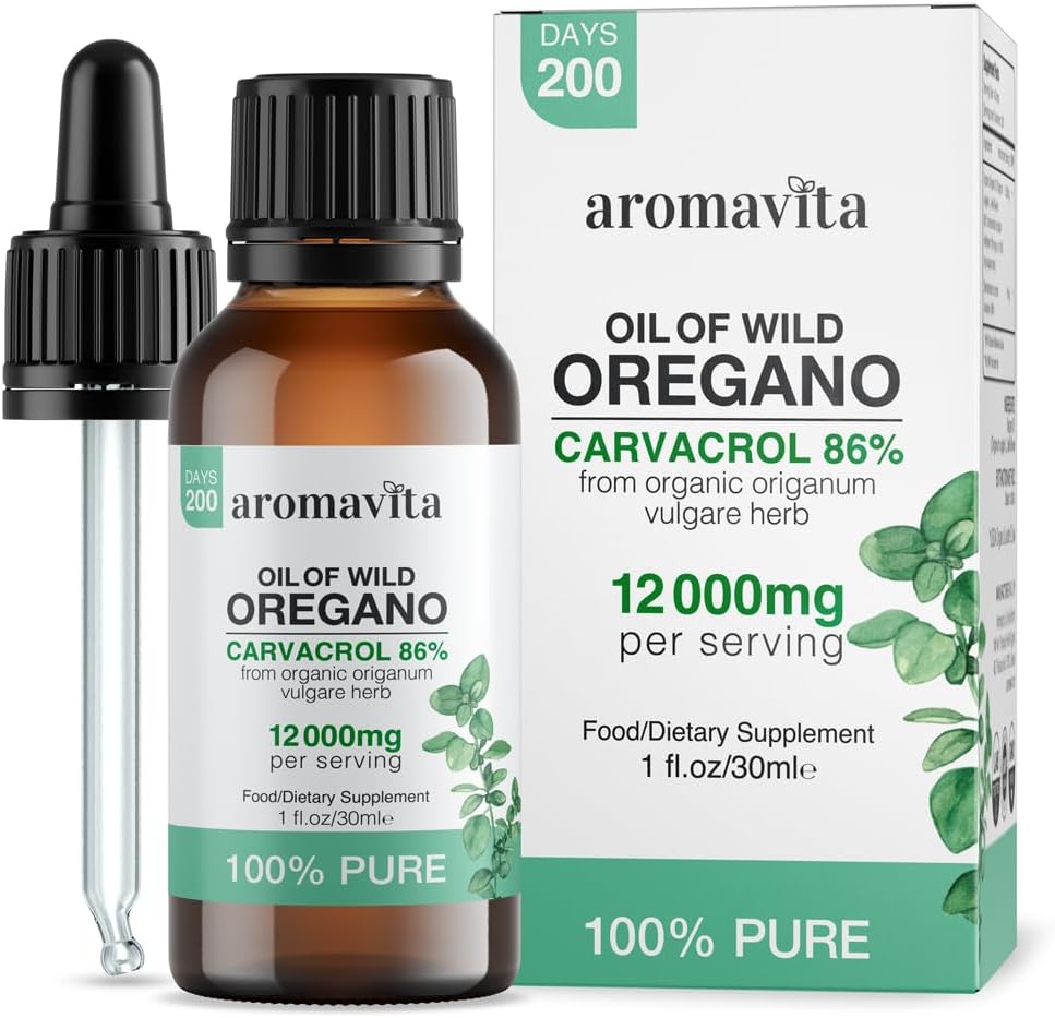 Wild Oregano Oil Organic - 100% Pure Undiluted Organic Wild Oregano Oil with 86-90% Carvacrol, Immune Support - Plant-Based, Herbal Supplement - Vegan, Non GMO, Gluten Free, 1fl.oz/30ml