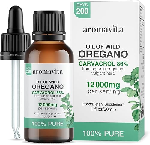 Oregavit Aceite de orégano griego salvaje 100% puro, 100% puro sin diluir, 86-90% Carvacrol, alta potencia, apoyo inmunológico, a base de plantas,