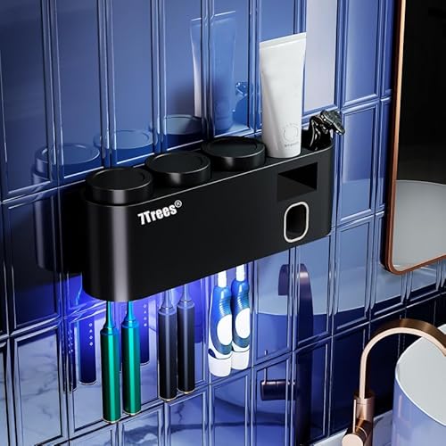 7Trees TOOTHBRUSH HOLDER With 3 Cups, Automatic Toothpaste Squeezer Dispenser Bathroom Accessories Set thumb #4