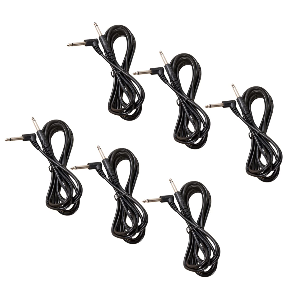 Kisangel 10pcs 6.35mm Guitar Amp Cords Coiled Extension Cables for Guitar Bass Speaker Right Angle Elbow Patch Cables Audio Line