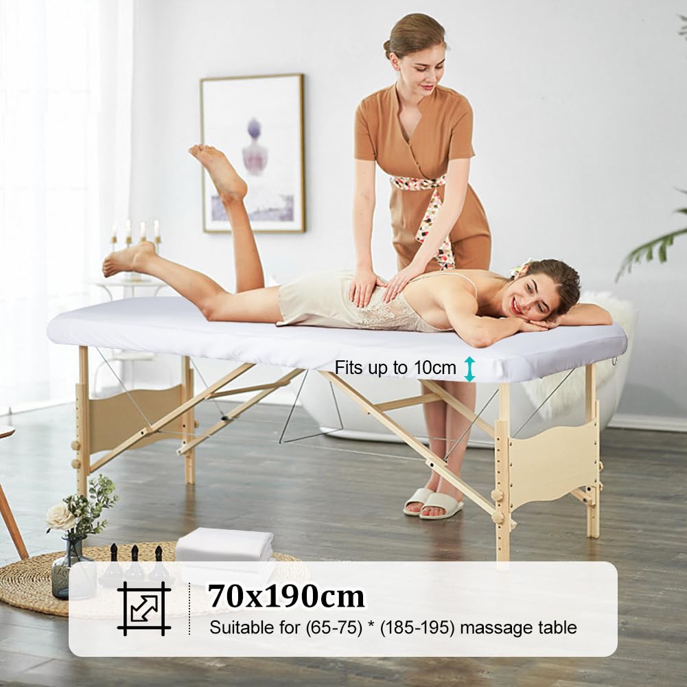 2pcs Funda para Camilla de Masaje con Orificio Facial, 70 x 190cm Lavable Funda de Cama de Masaje, Funda para Mesas de Cosméticos y Bancos de Terapia
