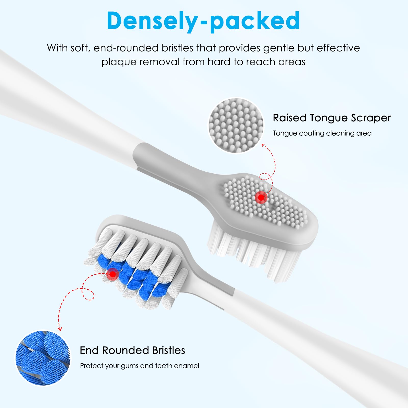 3 cabezales de repuesto para cepillo de dientes compatibles con Watepik Complete Care 5.0/9.0 (CC-01/WP-861) con raspador de lengua, STRB-3WW