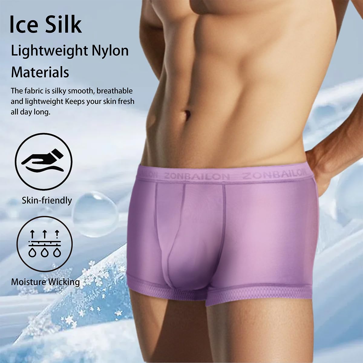 JINSHI Biancheria intima sexy da uomo in seta di ghiaccio per uomini etero vedere attraverso pugili ultra sottile puro tronco rigonfiamento sacchetto boxer slip