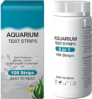 teste aquário 100 peças, kit teste água 6 em 1, kit teste tanque peixes, kit teste água tanque peixes para teste pH, carbonato, dureza, cloro, nitr-ITE, taxa nitrítica, para aquário