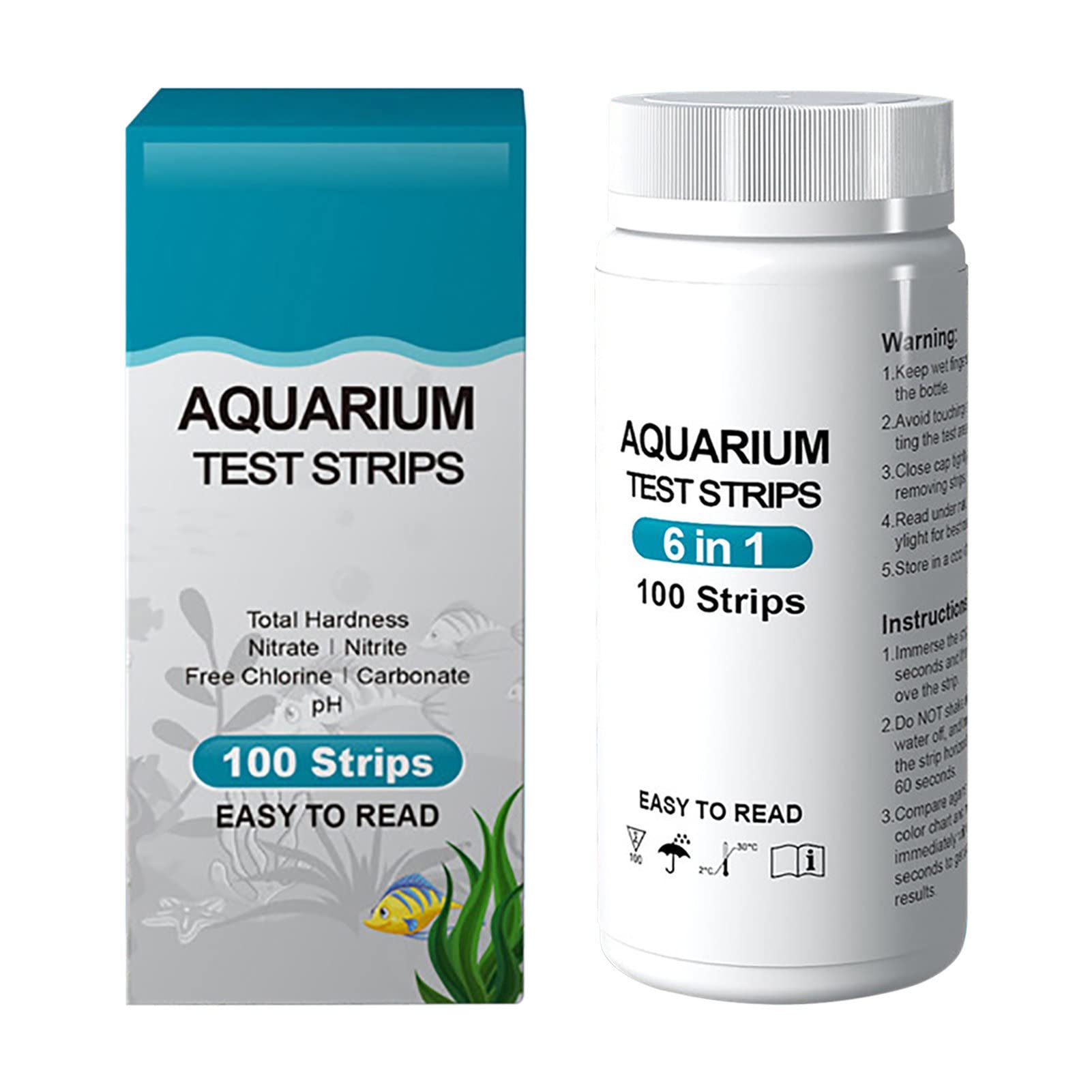 Stronrive Aquarium Test Strips, 100 Fish Tank Test Strips, Aquarium Water Test Kit for Freshwater, Fish Tank, Fish Pond, Water Quality Testing Strips for Aquarium Fish Tank Turtle Tank