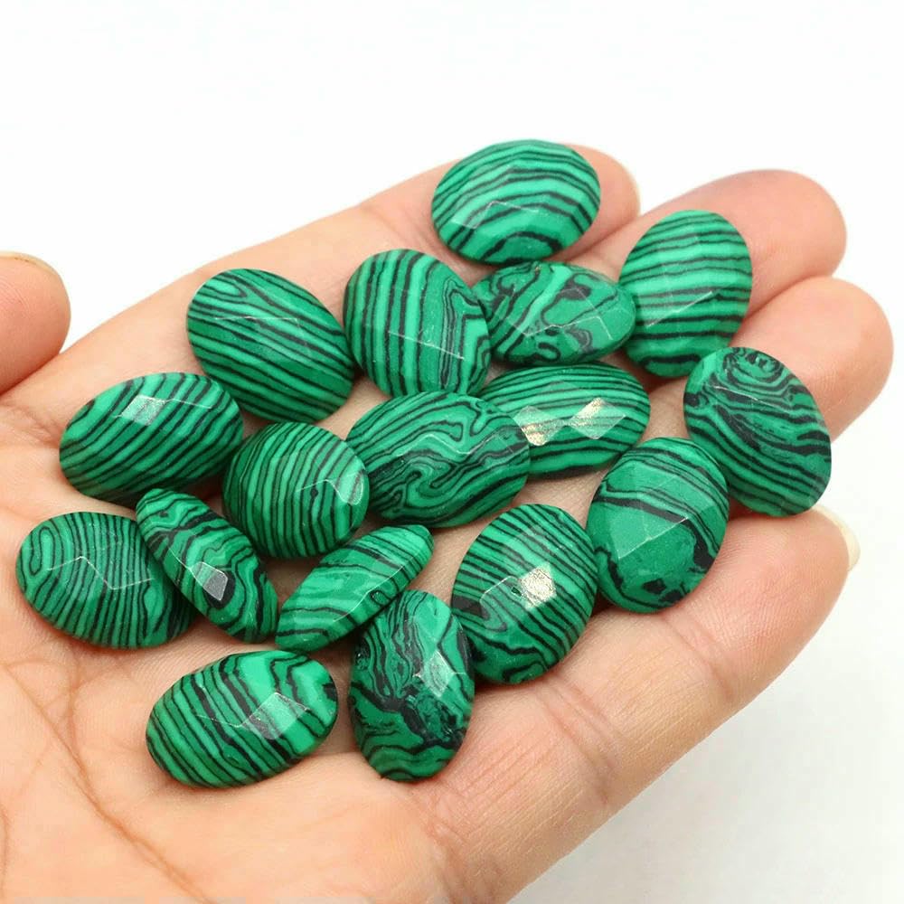 Perline ovali piatte da 13x18 mm, pietre naturali sfaccettate, distanziatori in C, cammeo, per la creazione di gioielli fai da te, pendenti, collane, anelli - Turchese di Taiwan - 20 pez