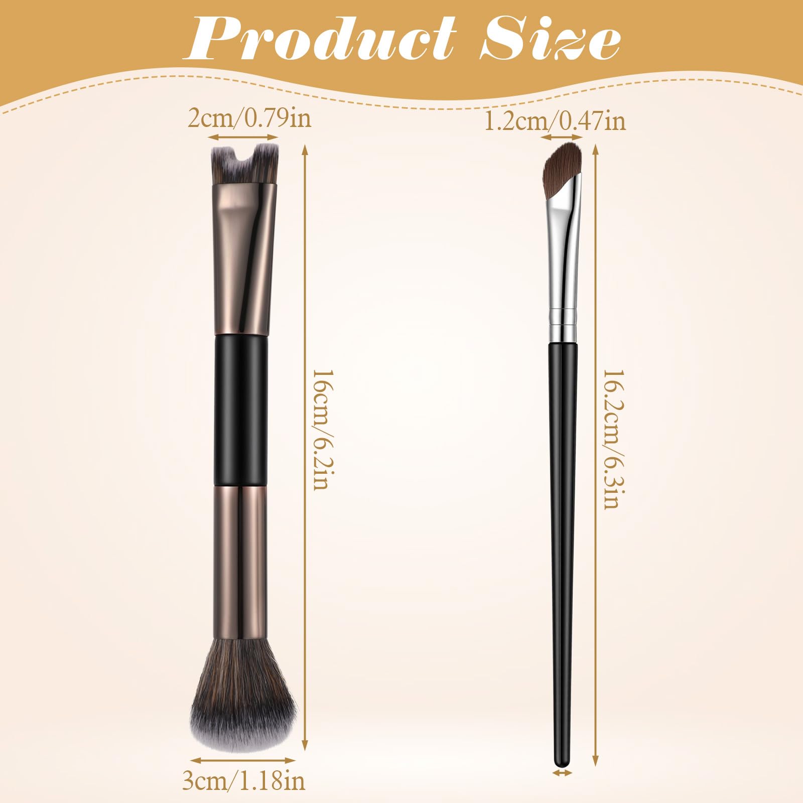 Lot de 2 pinceaux de contour de nez, pinceau 2 en 1 en forme de U et pinceaux moelleux, petit pinceau biseauté pour fard à paupières, double tête, outils de maquillage pratiques pour surligner, blush