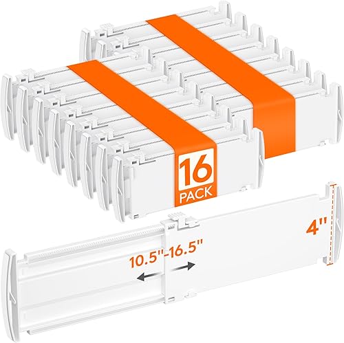 Miniatura 13 de Lifewit Paquete de 5 separadores de cajones de 4 pulgadas de alto, divisor de cajones de 10.5 a 16.5 pulgadas para ropa, organizadores de cajones