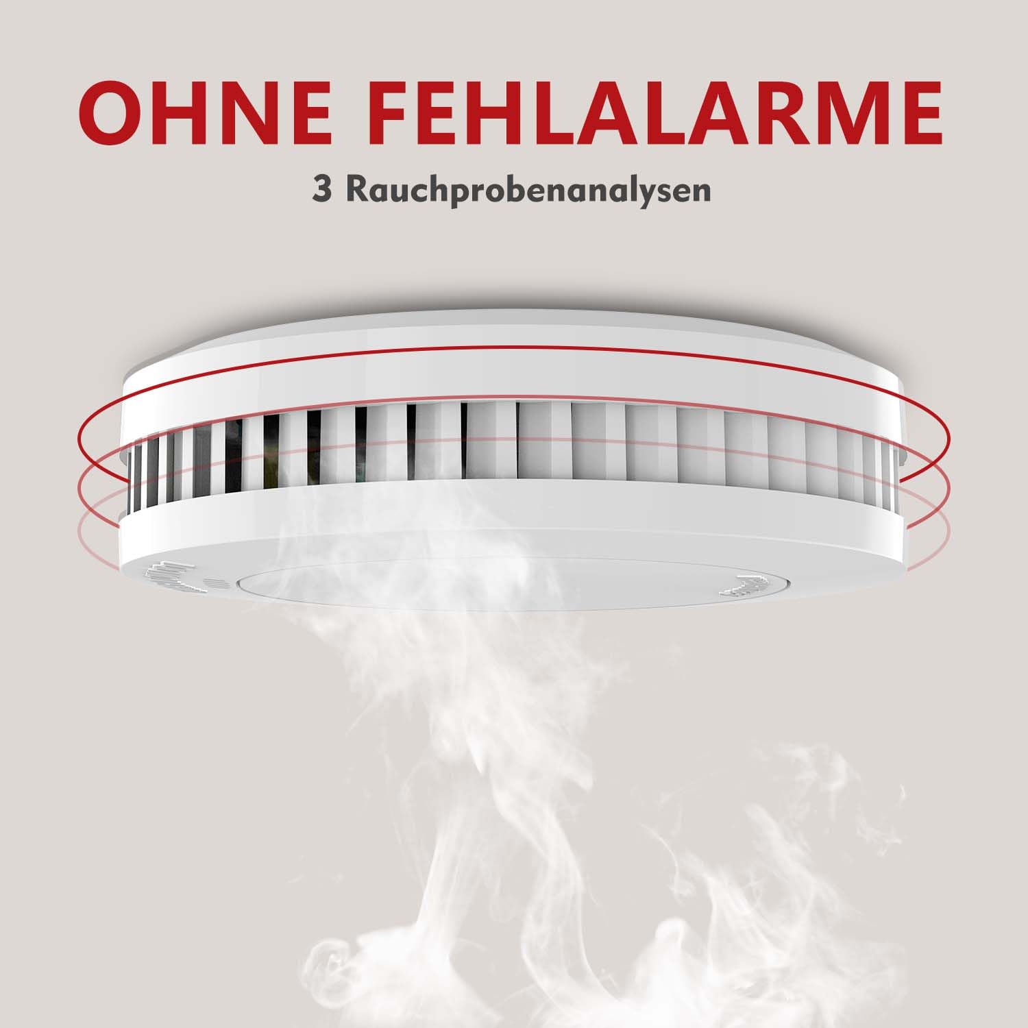 RUNIDUR Set of 2 Mini Smoke Detectors 10 Year Battery, Fire Alarm without False Alarms, Flat Fire Detector for Gluing No Drilling White - Image 4