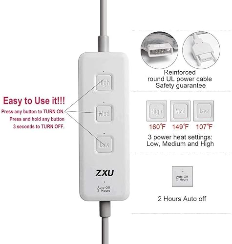 Miniatura 4 de ZXU Almohadilla térmica para aliviar el dolor de espalda y calambres, almohadilla térmica ultra suave de 12 x 24 pulgadas con terapia de calor