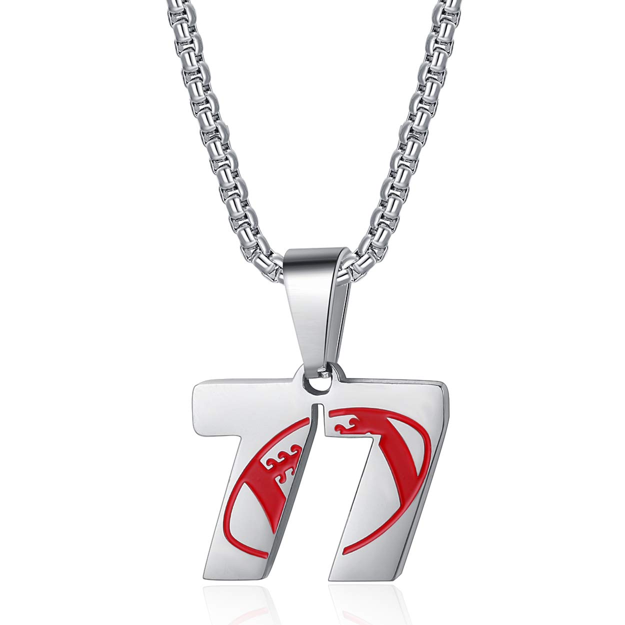 Rehoboth Football Jersey Number Pendant Necklace - Adjustable 22+2 Inch Stainless Steel Chain, Choose Number 0-99 For Men & Women