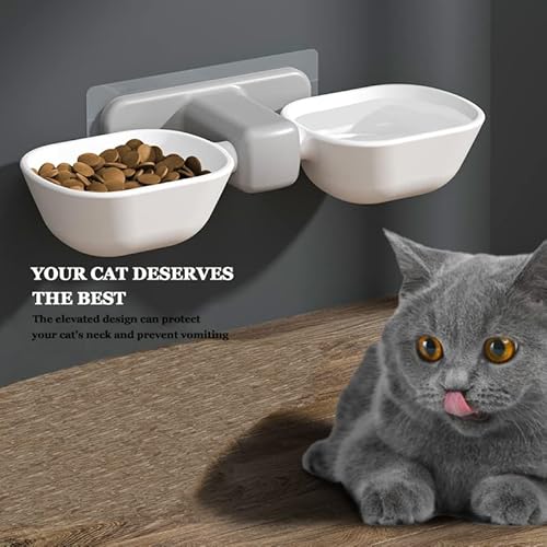 Petvins Cat Food And Water Bowls, Elevated Pet Feeder For Wall, Dog Raised Bowls For Kitten Puppy #TOP2