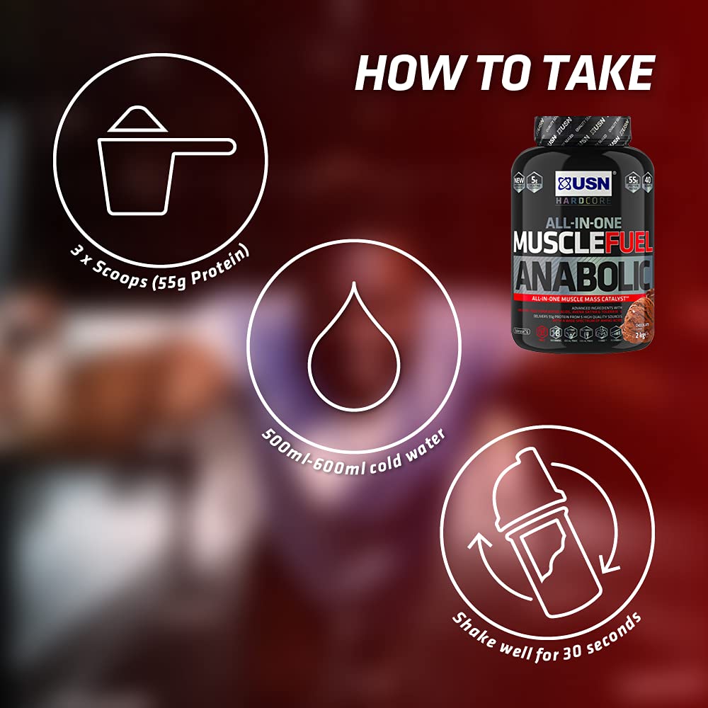 USN Muscle Fuel Anabolic - Protéines en Poudre pour Shaker Protéiné, Musculation, Saveur Cookies & Cream, 2 kg, MUS035
