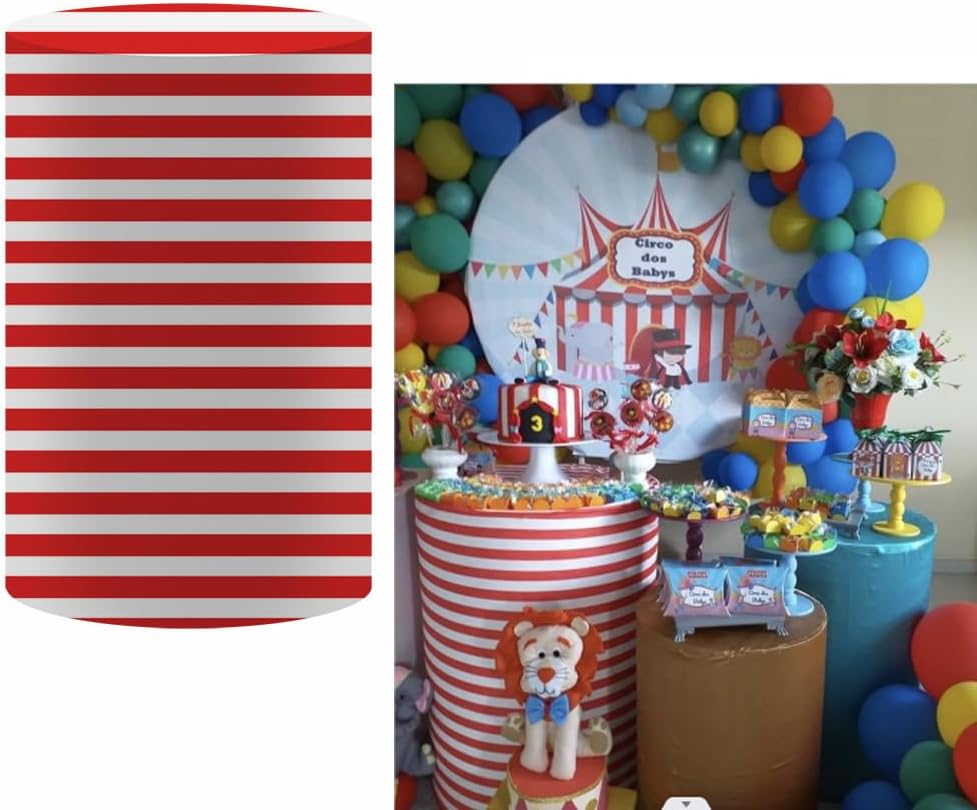 Patriotic Cylinder Pedestal Cover Set - 3 Sizes American Flag Party Decorations for 4th of July, Memorial Day, Independence Day, Birthday, or Event Backdrop Props