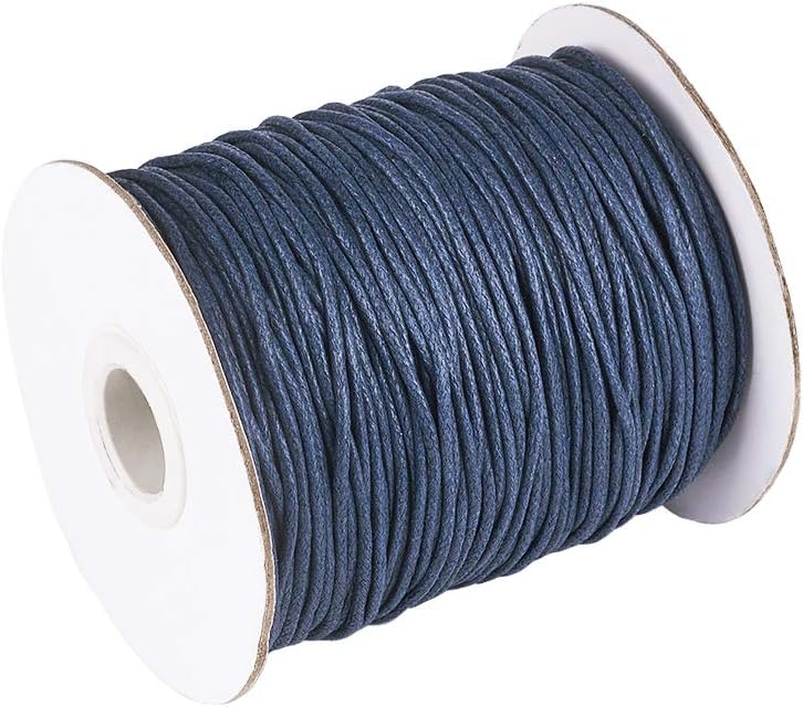 Pandahall 100 Yards/Roll 1.5mm Braided Waxed Cotton Cord String DIY Jewelry Craft Macrame Making Beading Thread Rope with Spool (PrussianBlue) - Image 3