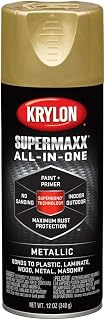 Krylon K08990000 SUPERMAXX All-In-One Spray Paint, Gold Metallic, 12 Ounce