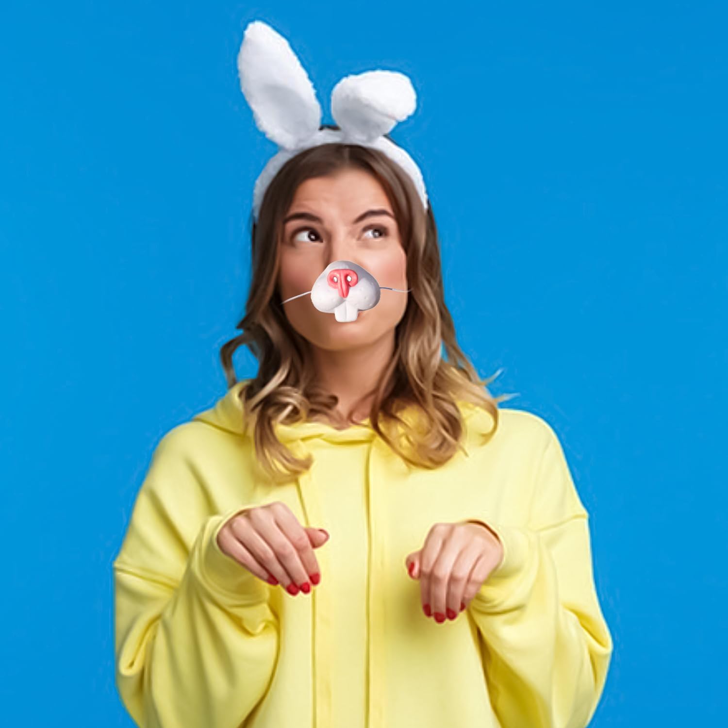 Chapeau Lapin De Pâques Blanc & Rose – Oreilles Mobiles – Cosplay Adulte Enfant – Déguisement Fun