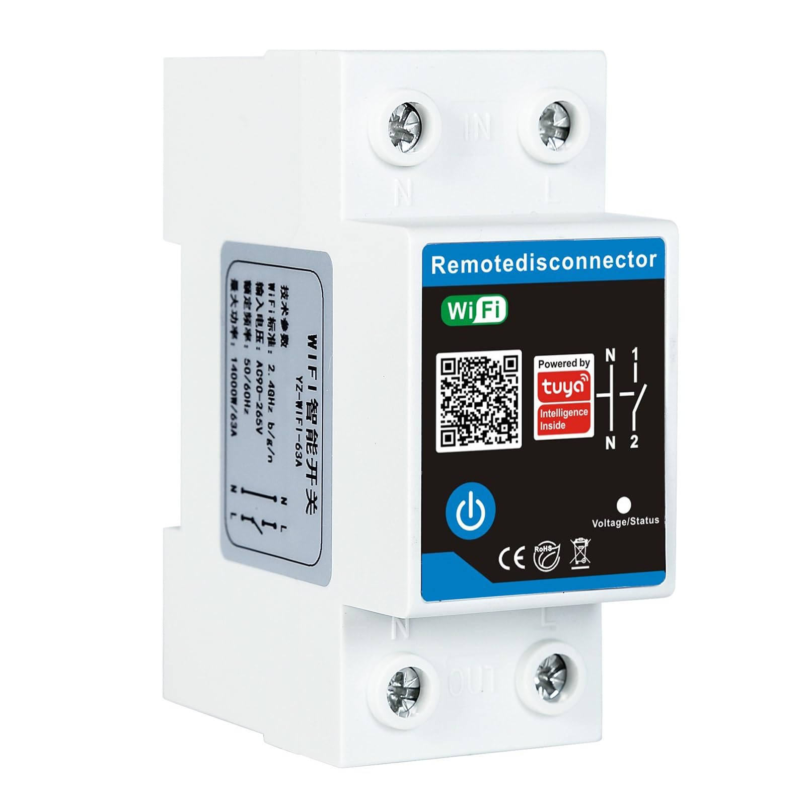 DEWIN Minuterie sur Rail DIN avec Wi-FI, Interrupteur Intelligent Tuya WiFi sur Rail DIN avec Application Mobile et télécommande, 63 A AC 230 V
