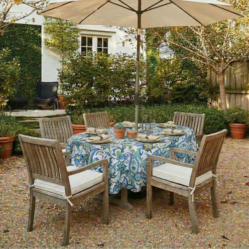Image of EHouseHome Outdoor Indoor Tablecloth with Umbrella Hole for Oval Table,Waterproof Patio Table Cloths, Spring /Summer Table Covers with Zipper for Backyard Circular Table /BBQs /Picnic,60 x 84 inches