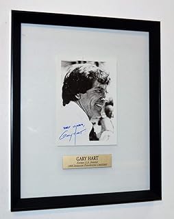 Former U.S. Senator GARY HART Signed ORIGINAL Framed Autographed PHOTO with engraved PLAQUE and COA + Campaign BUTTON