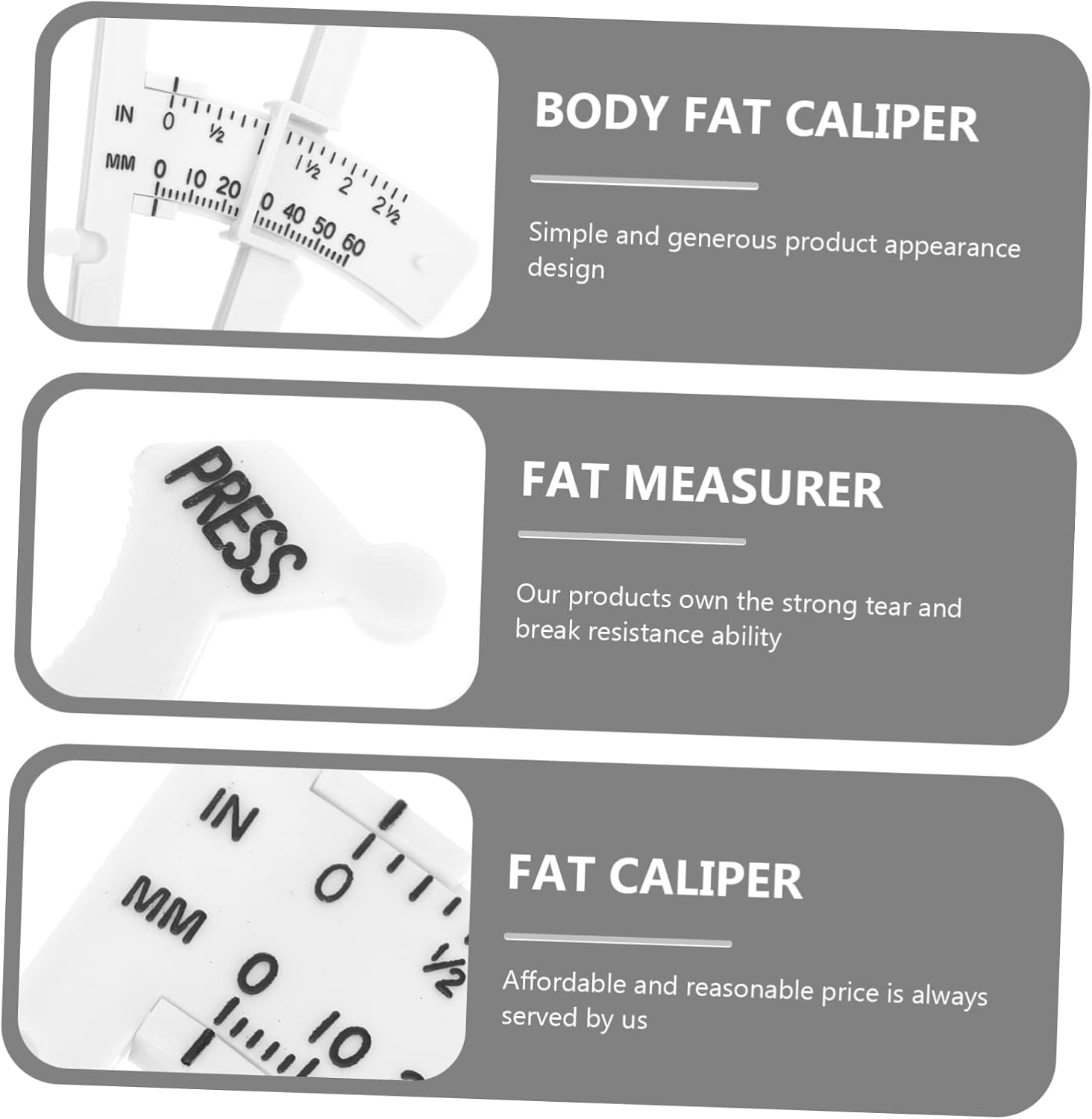 Fat Caliper Set 2pcs Handheld Measurement Tool Simple Design for Body Composition Analysis for Friends