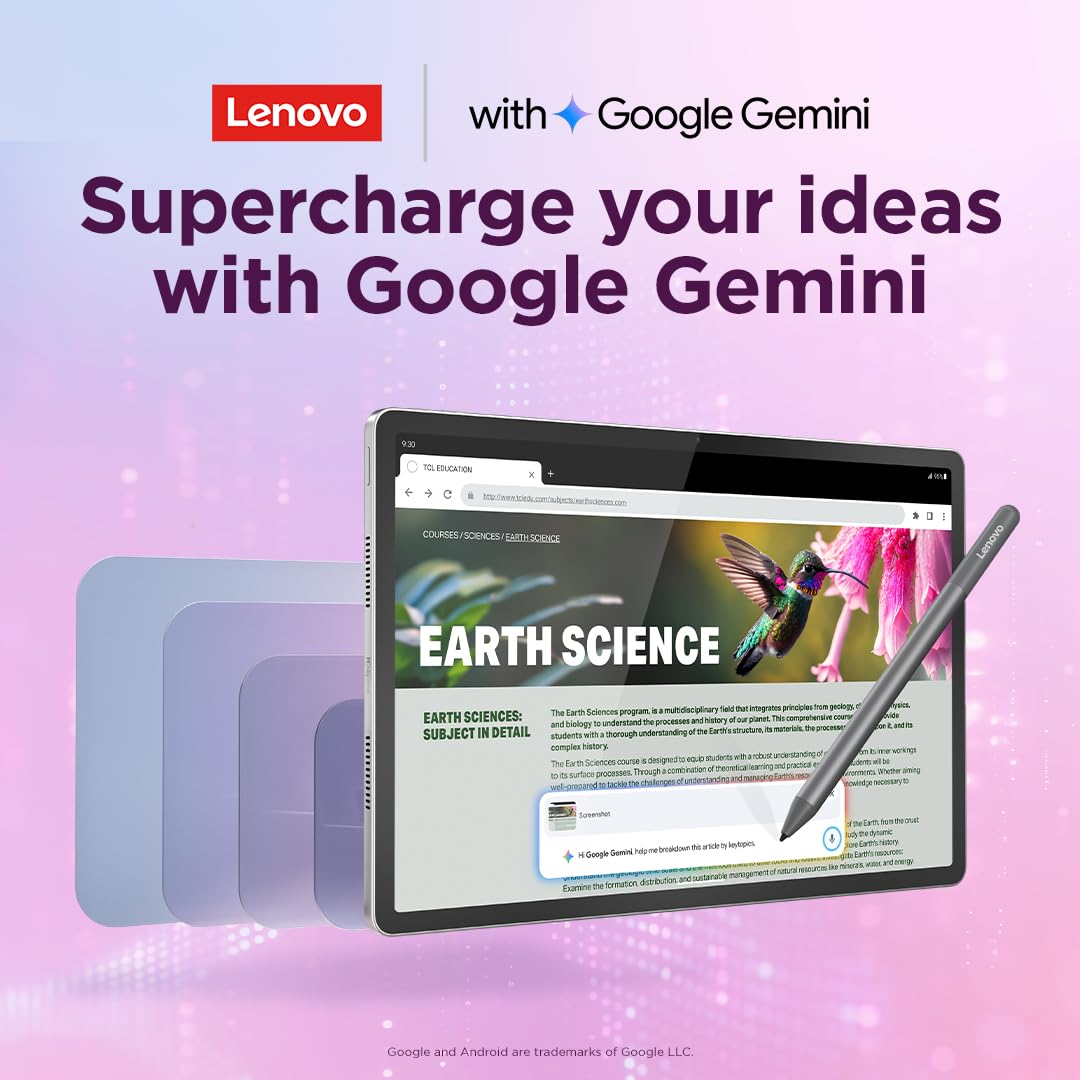 Lenovo Idea Tab Plus Android Tablet | 12.1 inch 2.5K (2560x1600) Display | MediaTek Dimensity 6400 | 8 GB RAM | 256 GB UFS 2.2 | Wi-Fi 5 | Luna Grey |Tab Pen + Folio Case - 5