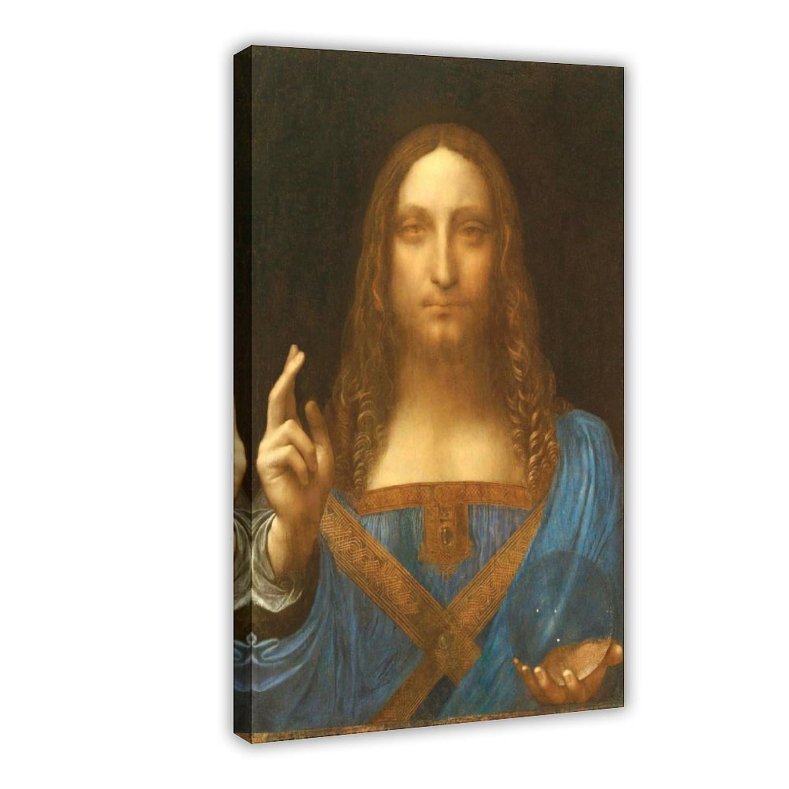 Póster restaurado de Salvator Mundi Leonardo Da Vinci para dormitorio, lienzo decorativo para pared, oficina, habitación, marco de regalo, 30 x 45 cm