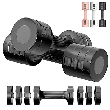 Tiagowell Adjustable Dumbbells Set of 2, Free Weights Dumbbells Set for Home Gym(A single one 1kg - 2.5kg), Hand Weights Sets for Women Men Seniors Workout Exercise Strength Training, Black - image, photos