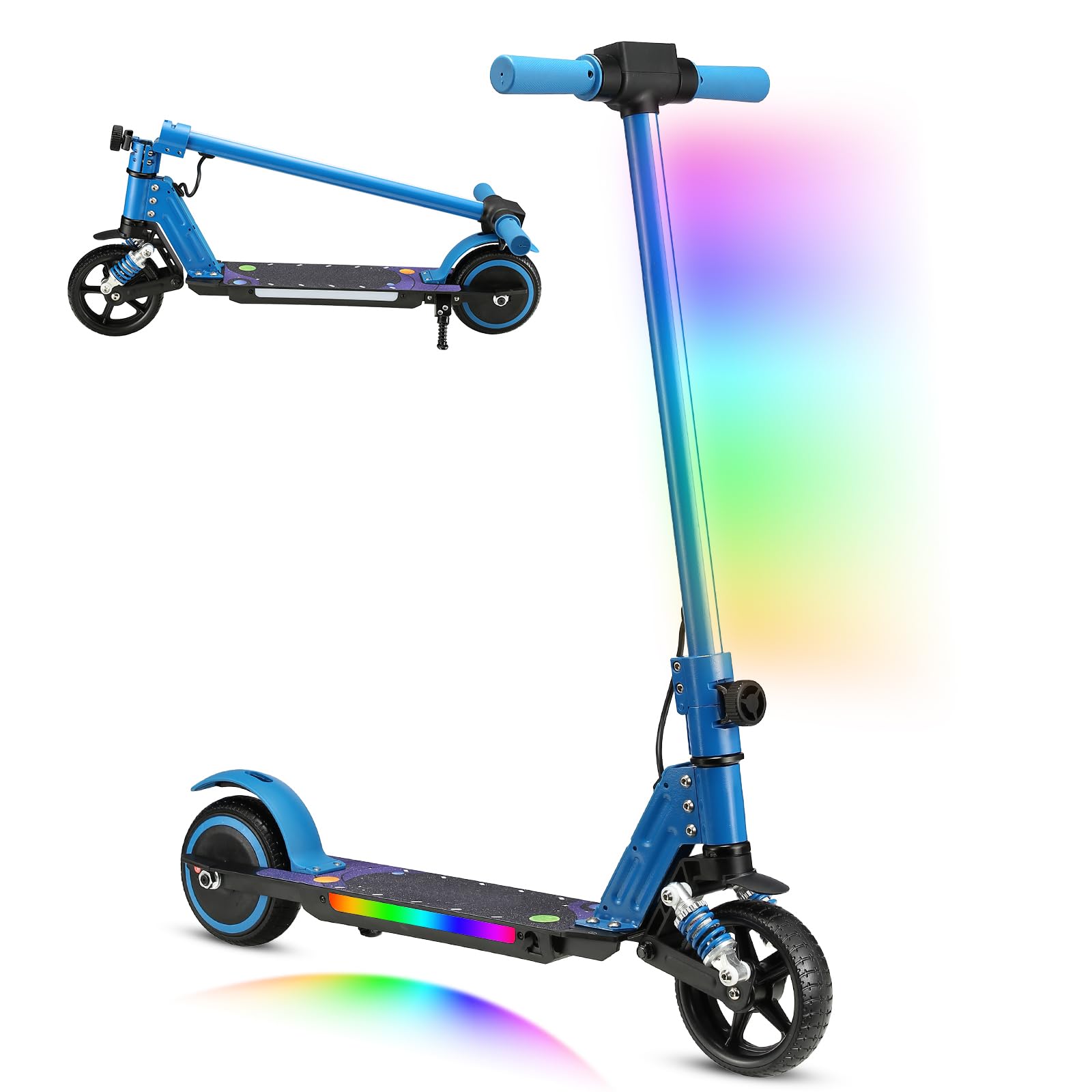 scoot4kids Kids Electric Scooter, Ages 6-12,130W Motor, 14 km/h Max Speed, 8 km Range, Colorful LED Lights, Foldable Design, Safe E-Scooter for Boys and Girls, Gift for Children and Teens (Blue) — image 1