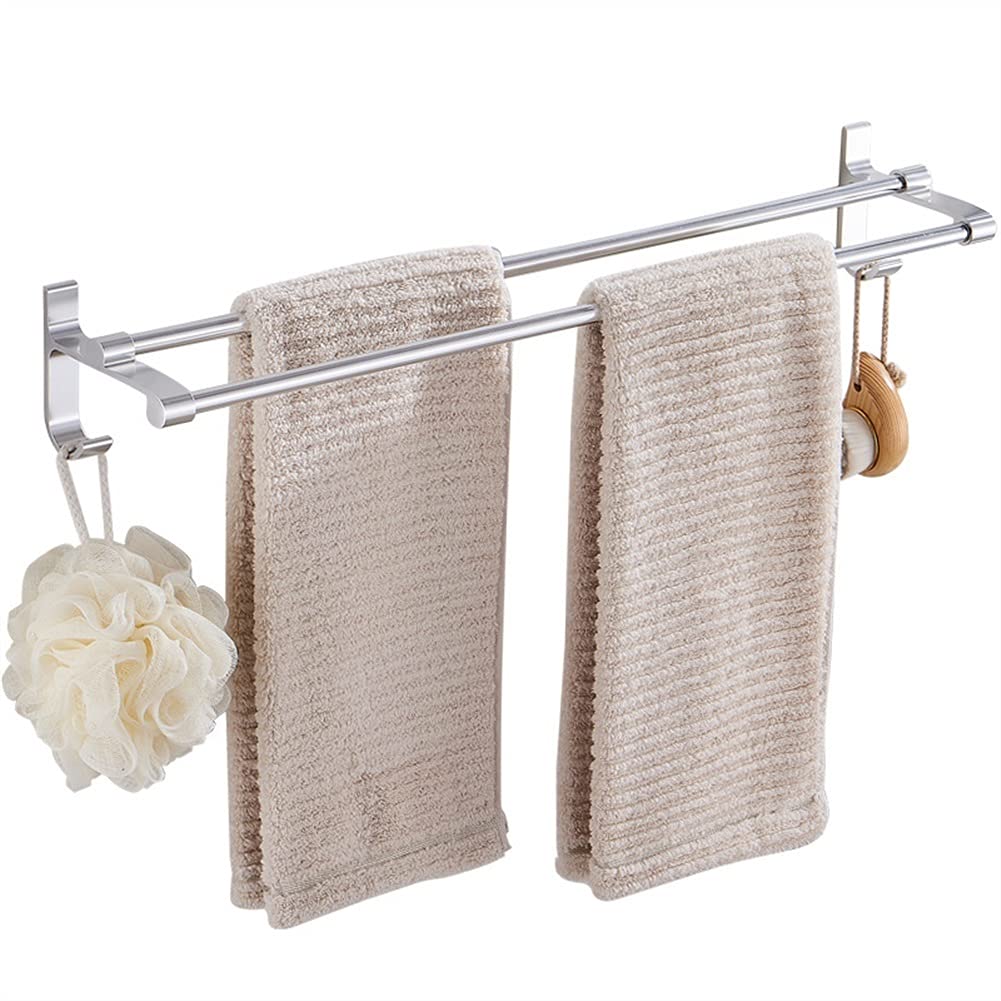 Porte-serviettes double barre murale noire avec crochets accessoires pour la maison et douche