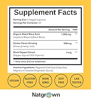 Vista 4 de Natgrown Cápsulas de Polvo de Raíz de Maca Negra + Panax Ginseng de 1500 mg con Raíz de Maca Negra Peruana y Suplemento de Panax Ginseng Coreano